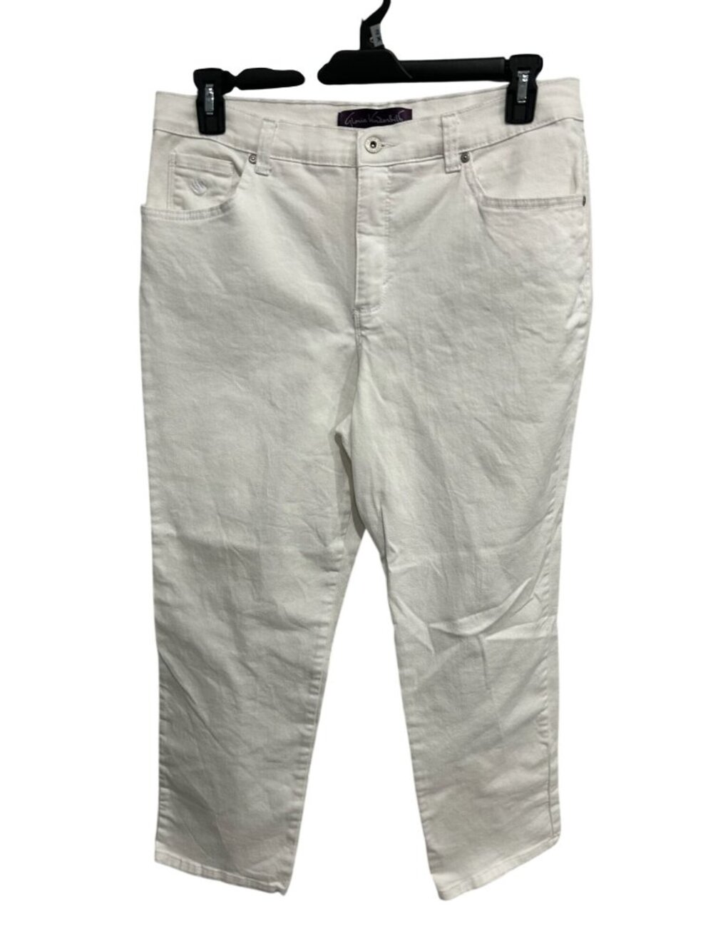 Gloria Vanderbilt 16P White Petite Capri Mid-Rise Cotton Blend Coastal Minimalis